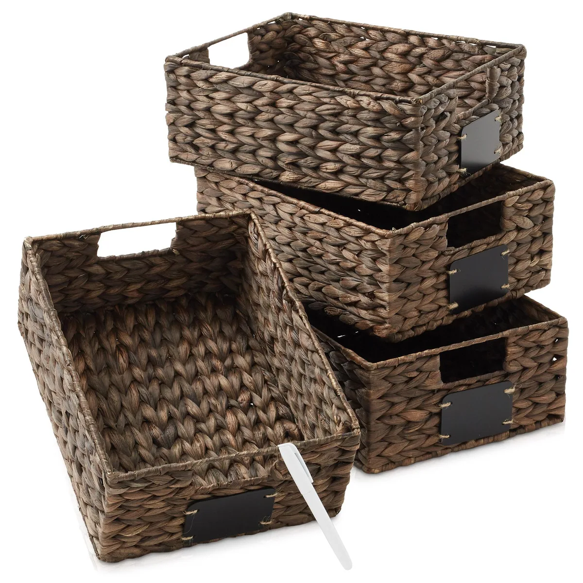 Casafield Casafield Set of 4 Water Hyacinth Pantry Baskets 10x13x5 Espresso — product photo