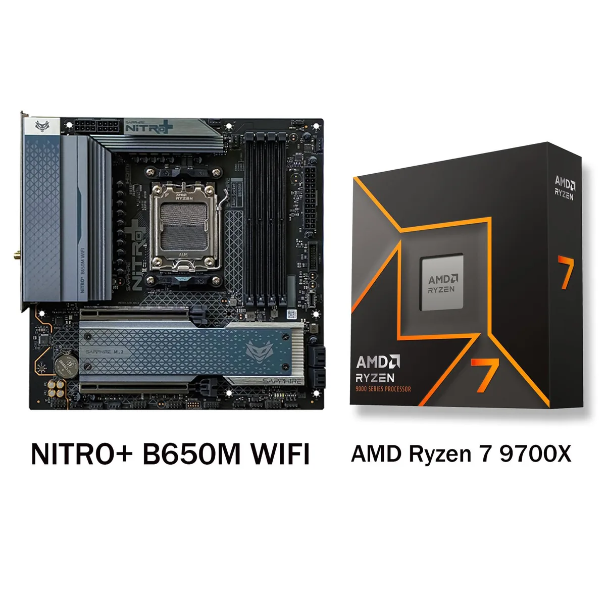 Sapphire Tech Sapphire Tech NITRO+ B650M WiFi AM5 Motherboard &amp; Ryzen 7 9700X Combo — product photo