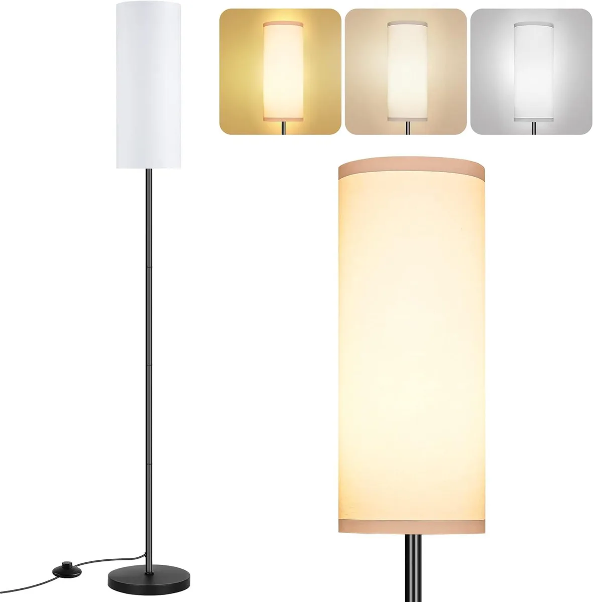TUKO TUKO Floor Lamp E26 Foot Switch White Shade — product photo