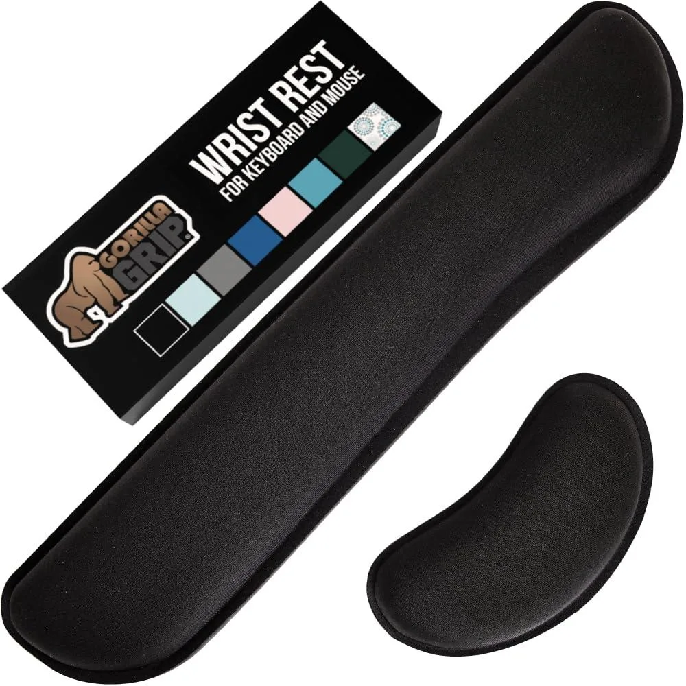  Gorilla Grip Wrist Rest Set Black 17x3.5 in Memory Foam — product photo