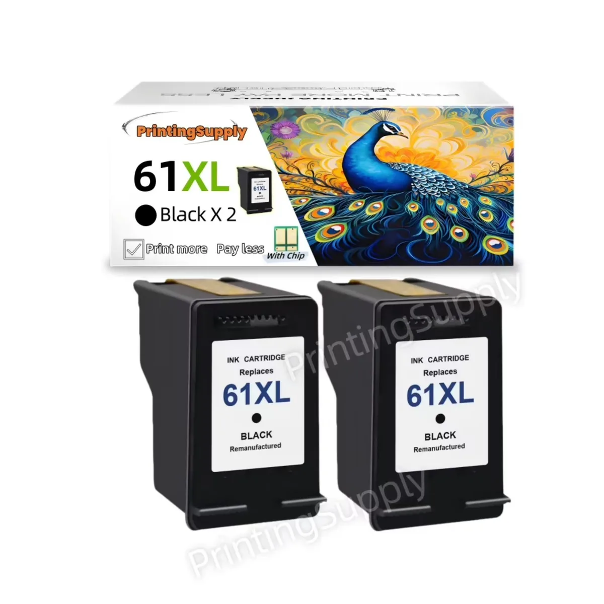 Ninestar Technology Ninestar Technology CH563WN 61XL 2-pack high-yield black ink cartridges — product photo
