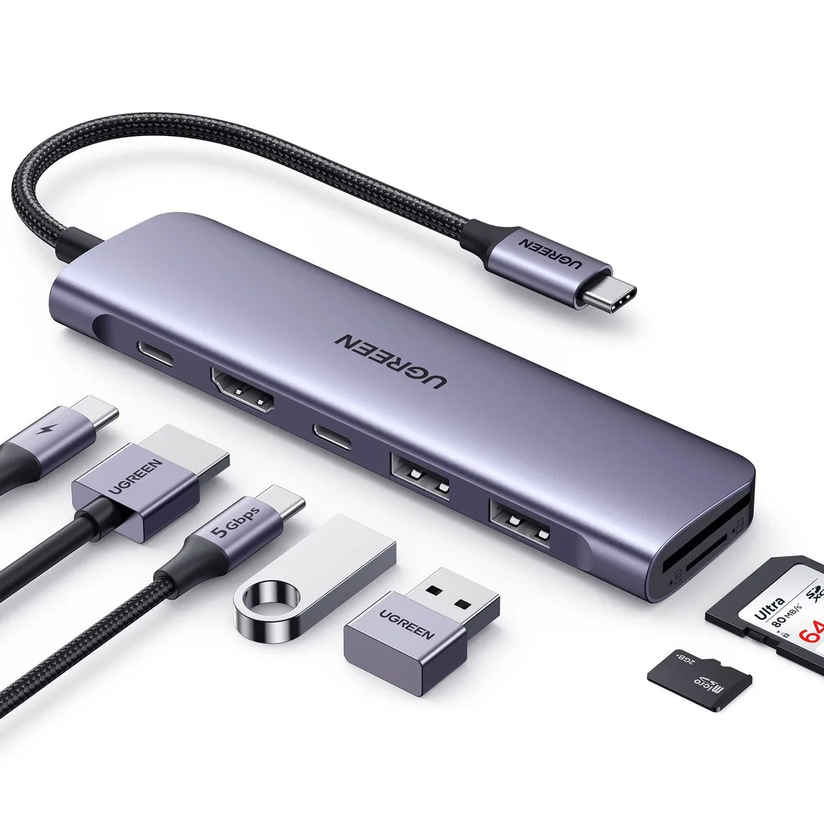 Vszerda Vszerda 15214 7-in-1 USB-C Dock 4K HDMI 100W PD 5Gbps SD/TF Space Gray — product photo