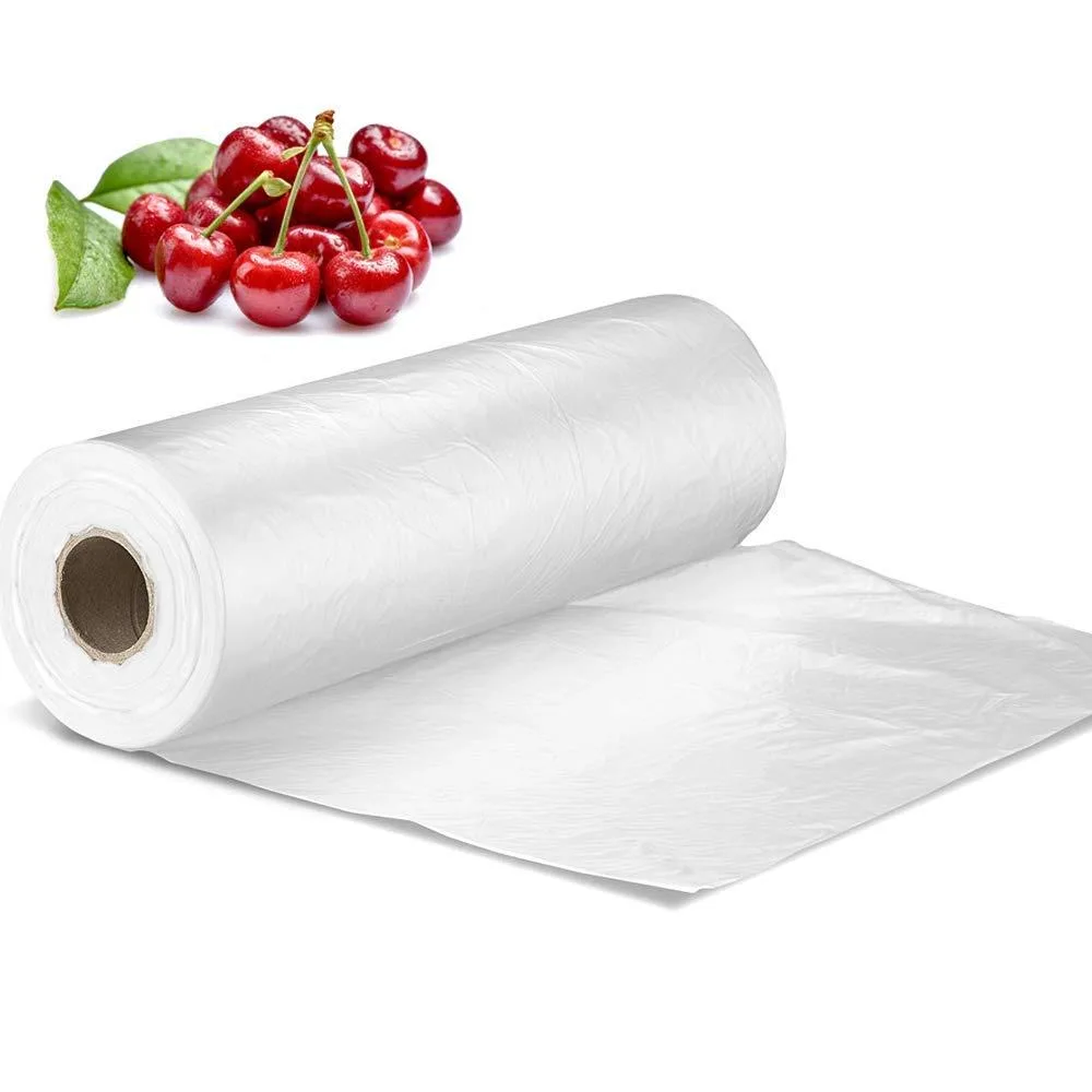 Clear perforated plastic bag roll, beige, 14 by 20 inches, 350 count