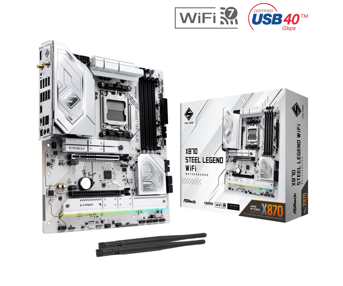 ASRock ASRock X870 Steel Legend WiFi AMD motherboard AM5 DDR5 256GB — product photo