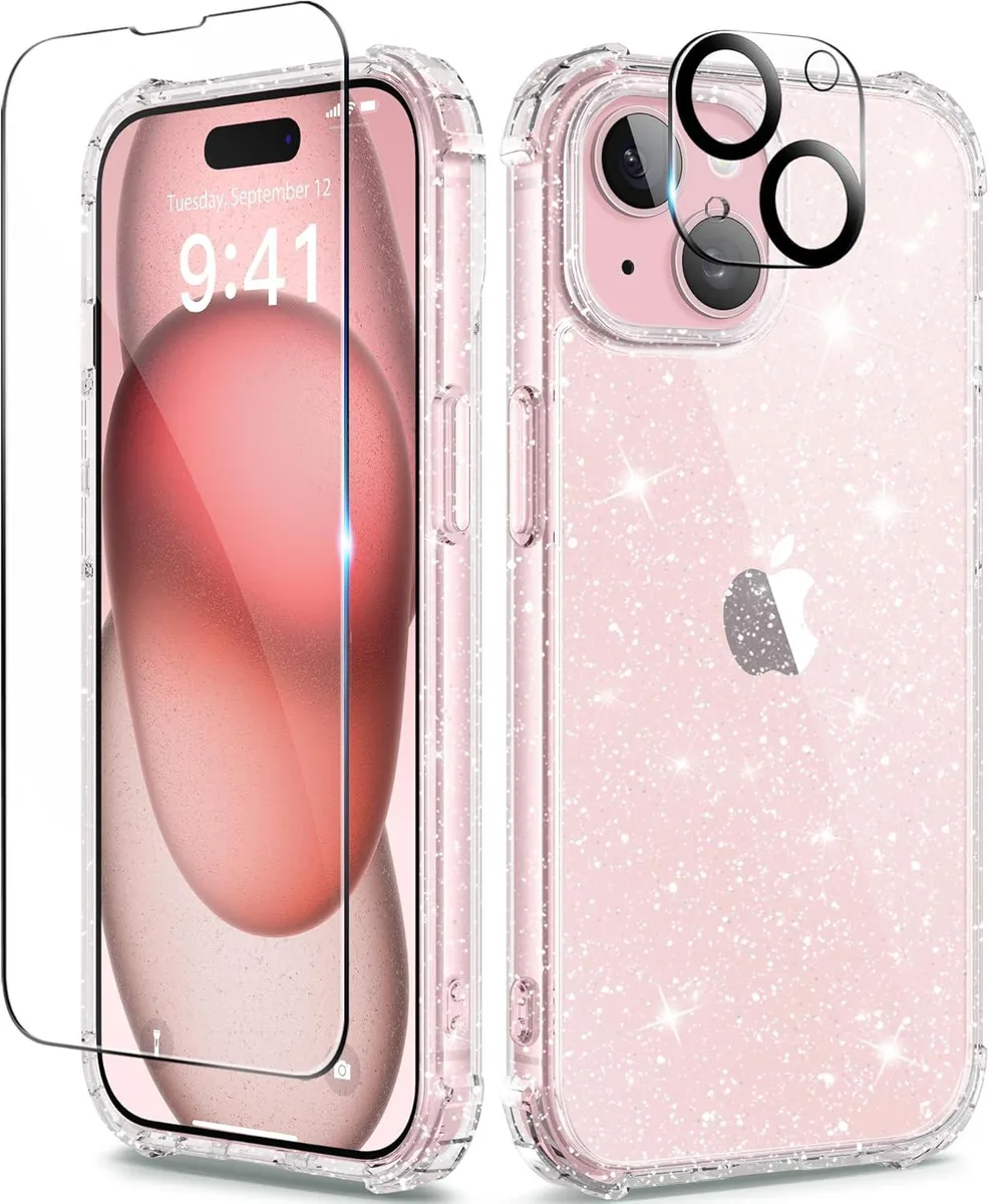 iworkmart iworkmart iPhone 15 6.1 inch 3-in-1 Glitter Case with Screen and Lens Protector — product photo