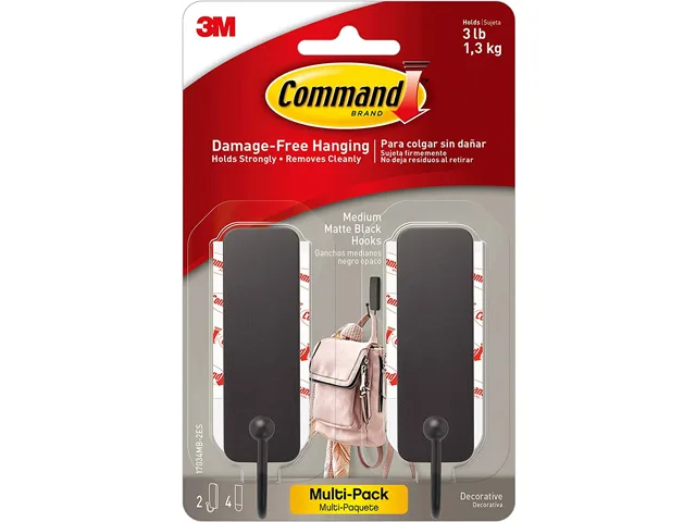 3M 3M 17034MB-2ES Command Hook Pack Matte Black 2 Hooks 4 Strips — product photo
