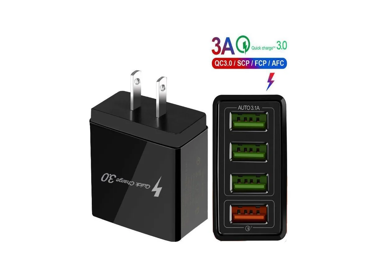 IXJYLCPC IXJYLCPC 48W Quick Charger 3.0 4-Port USB Wall Charger Black — product photo