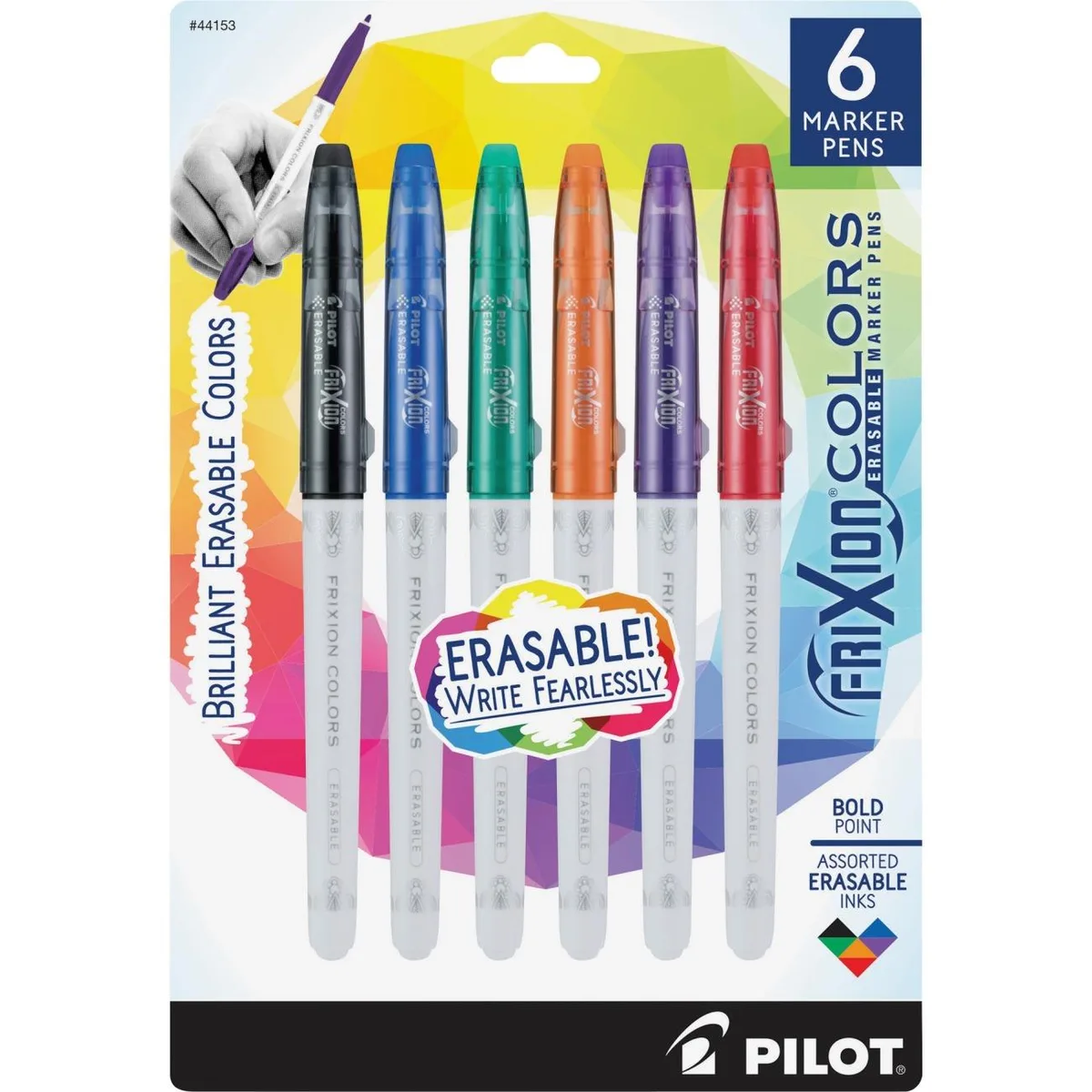 Pilot Pen Pilot Pen 44153 FriXion Colors Erasable Marker Pens Black 6 Pack — product photo