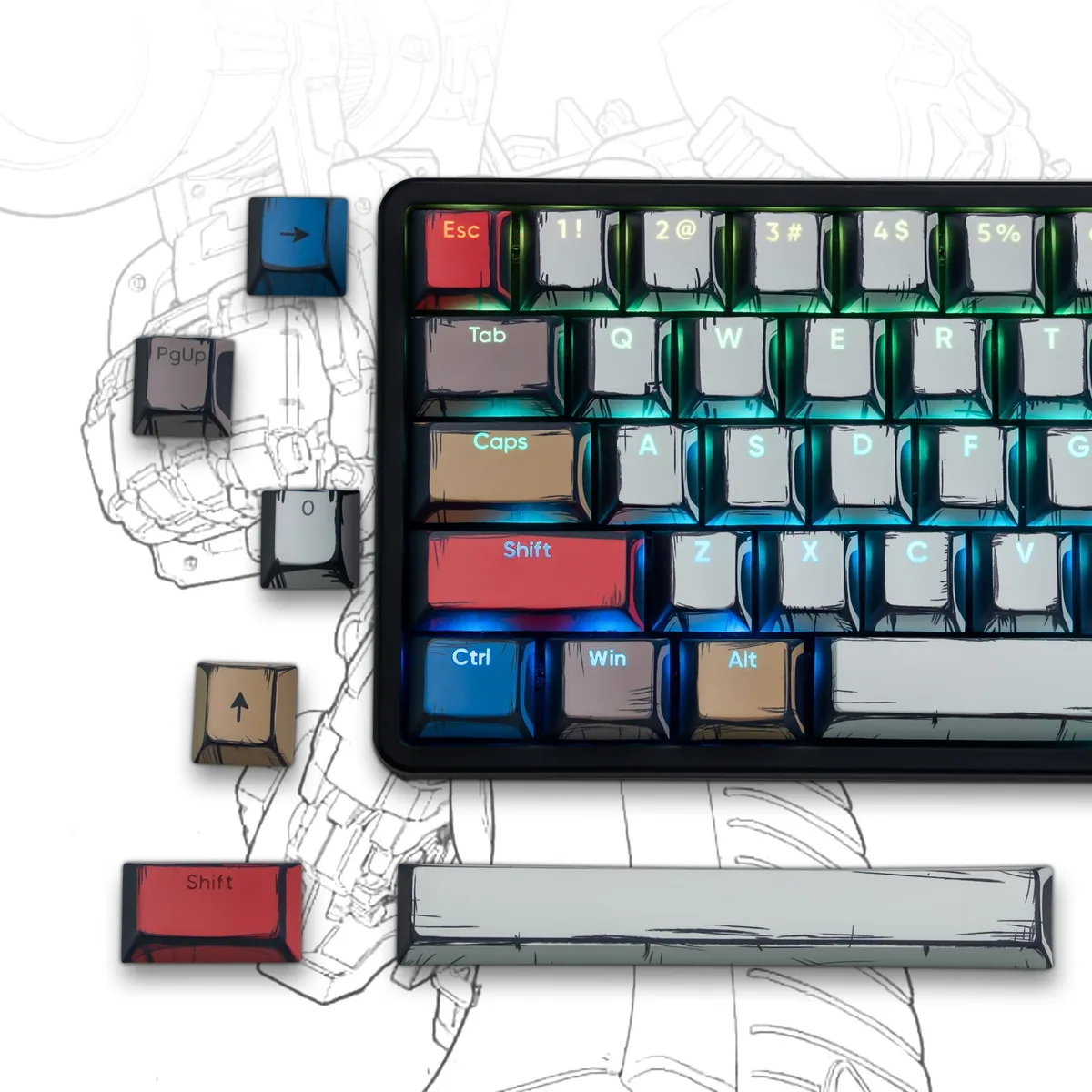 Womier Womier Retro Anime PBT Keycaps 141 Keys Shine Through Manga — product photo