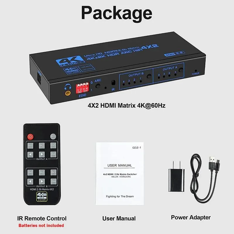 YINGHUA YINGHUA 4K 60Hz HDMI Matrix 4x2 KVM Switch AU Plug — product photo