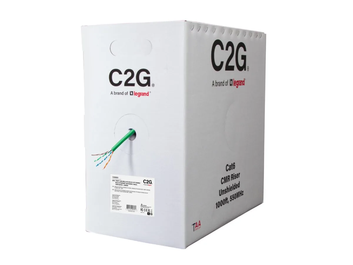 Cables To Go Cables To Go C2G56035 Cat6 1000 ft network ethernet cable 23 AWG green unshielded — product photo
