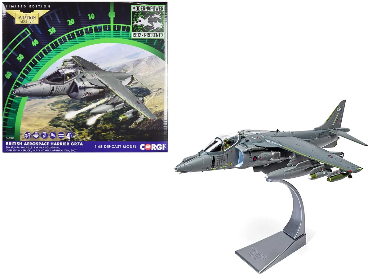 Corgi Corgi British Aerospace Harrier GR7A Afghanistan 2007 1/48 Diecast — product photo