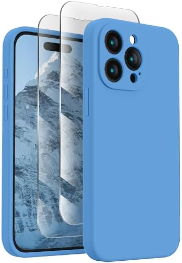 KINGARD KINGARD iPhone 15 Pro Silicone Case with Camera Cover Blue 6.1 inch — product photo