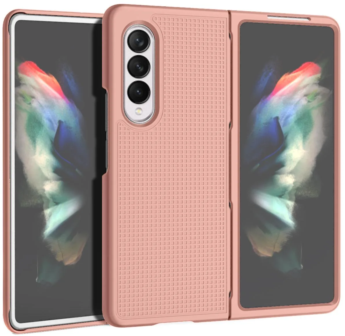 Nakedcellphone Nakedcellphone Grid Case Slim Hard Cover for Samsung Galaxy Z Fold 3 5G Rose Gold — product photo