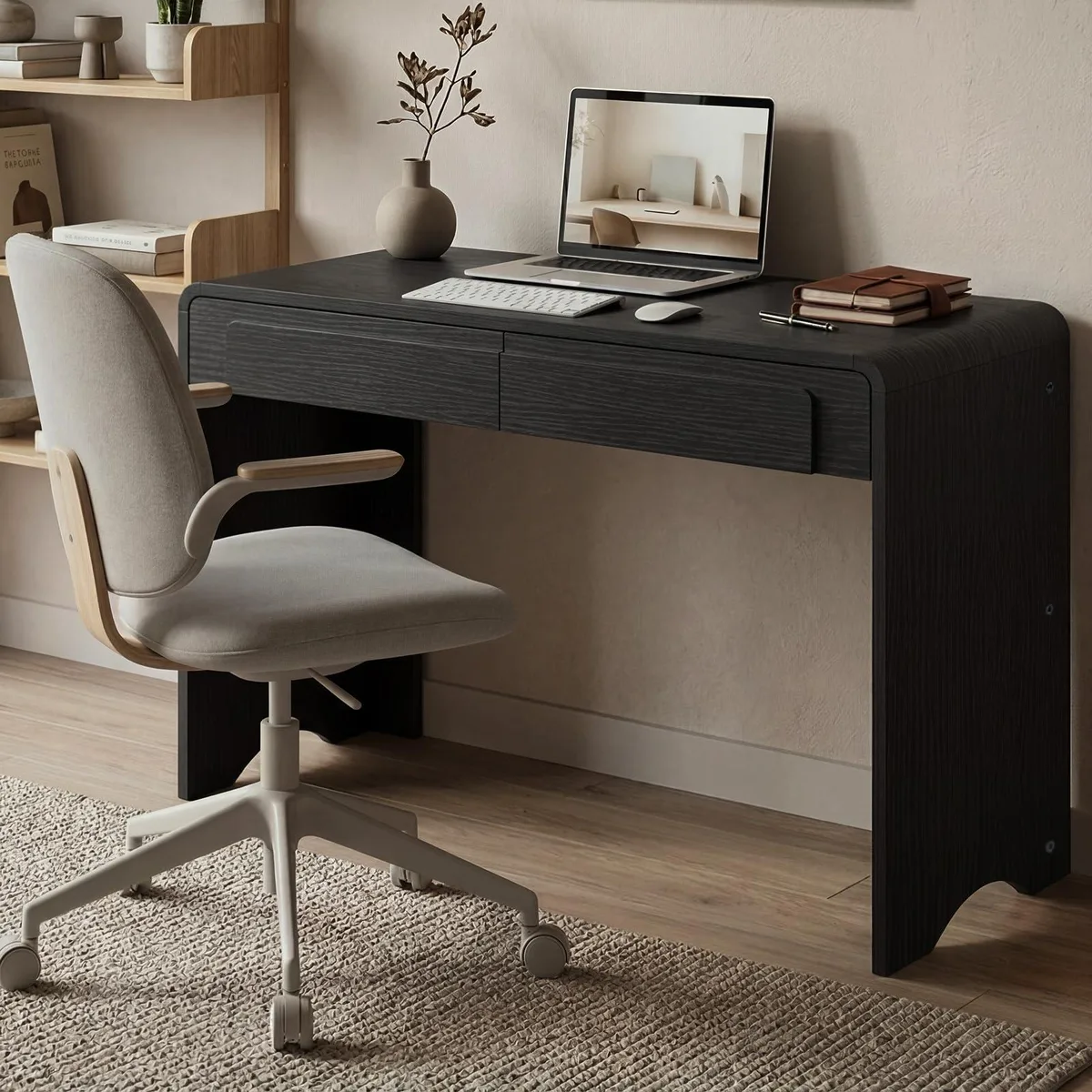 Bestier Bestier H108112B-BLKG 47 inch Office Furniture with 2 Drawers Black — product photo