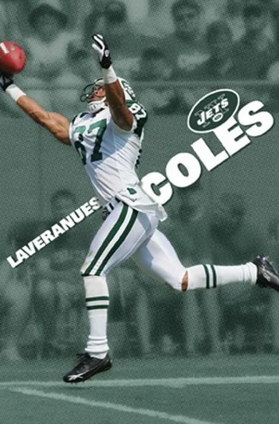 New York Jets Laveranues Coles poster print 24 x 36 on heavy stock paper