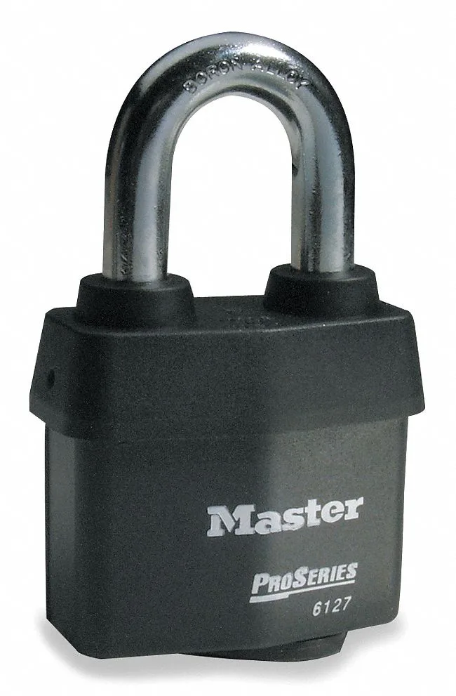 Black laminated steel rectangular padlock with boron shackle