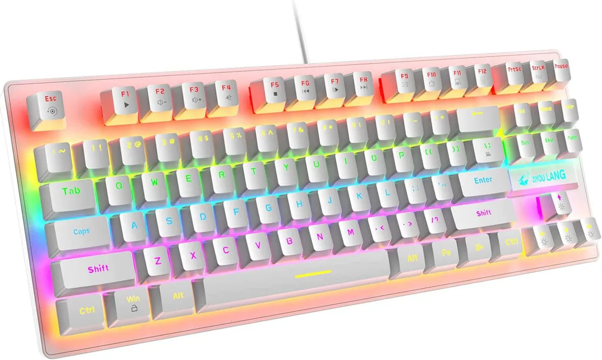 zhhcyyds zhhcyyds K2 87-key wired mechanical gaming keyboard blue switch white — product photo