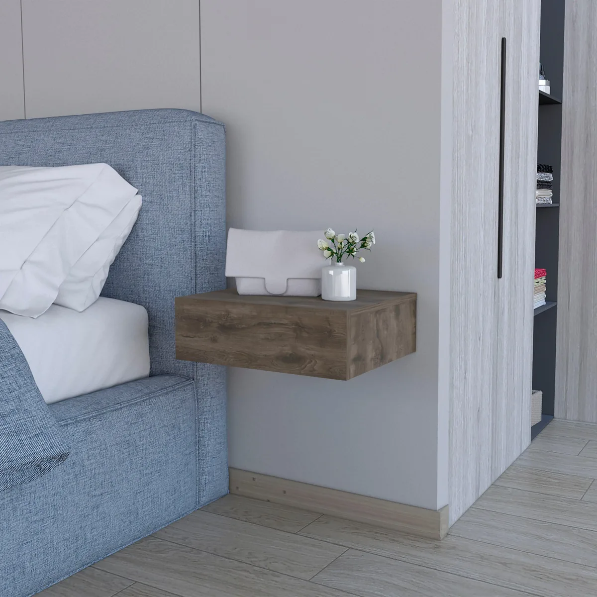 tuphen tuphen Dark Brown Wall-Mounted Floating Nightstand — product photo