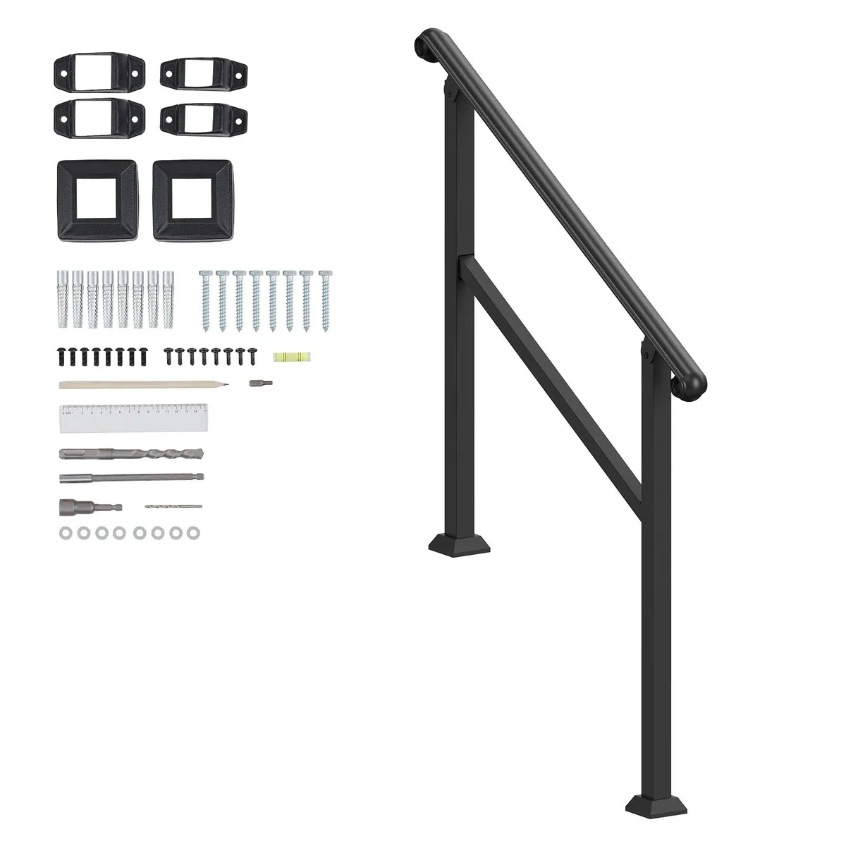 VEVOR VEVOR KD-23 Stair Handrail 40 in Black 2-3 Steps 220 lbs — product photo