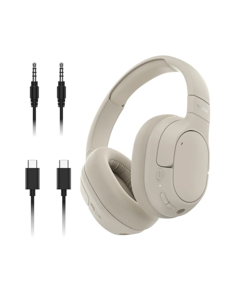  Belkin SoundForm Isolate Over-Ear ANC Headphones, Sand, 60H — product photo
