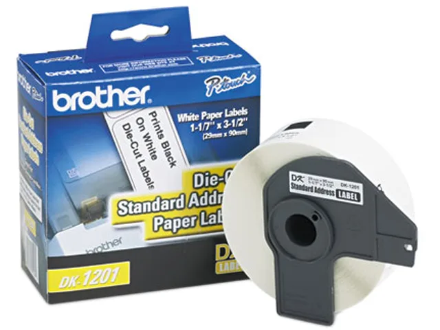 Brother Brother DK1201 Die-Cut Address Labels 1.1" x 3.5" White 400/Roll pos accessory — product photo