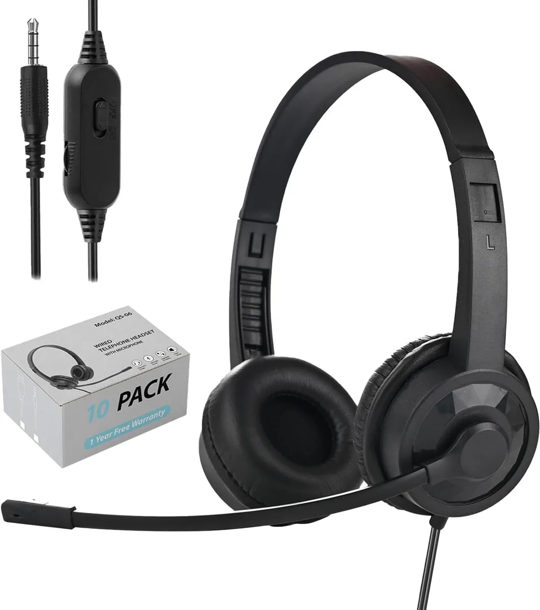 TUKO TUKO 10-Pack Wired Headset with Mic 3.5mm 40mm Drivers — product photo