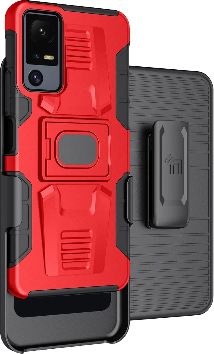 Nakedcellphone Nakedcellphone Magnetic Grip Ring Stand Case + Belt Clip Holster Combo Red 2023 — product photo