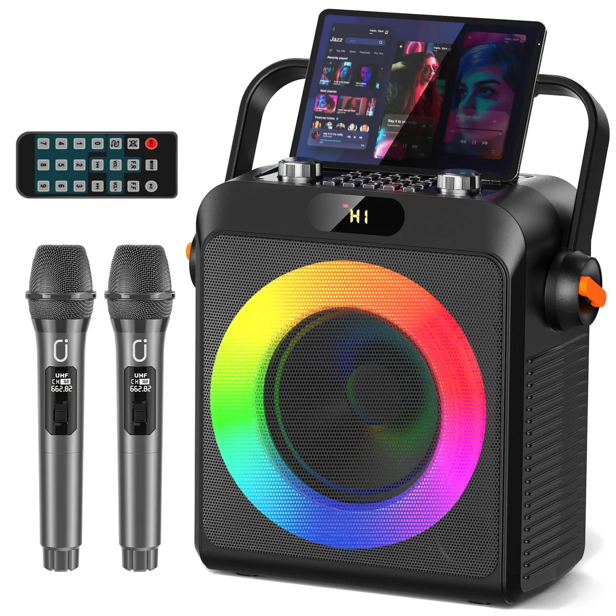 JYX JYX T19-T Karaoke System with 2 Wireless Microphones, 12-Hour Battery — product photo
