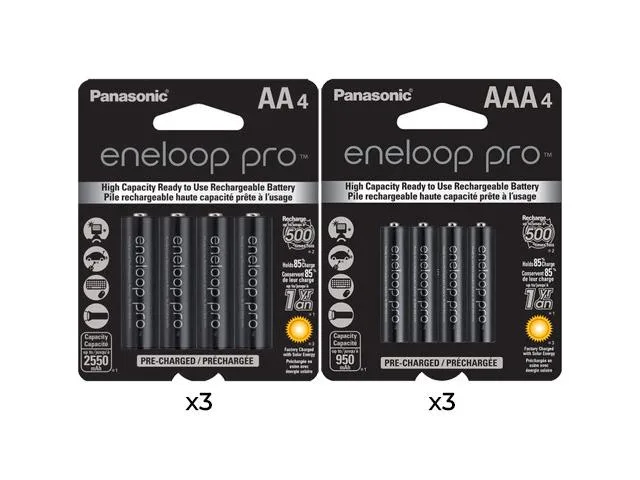 Panasonic Panasonic Eneloop Pro 12×AA 2550 mAh + 12×AAA 950 mAh NiMH battery combo — product photo