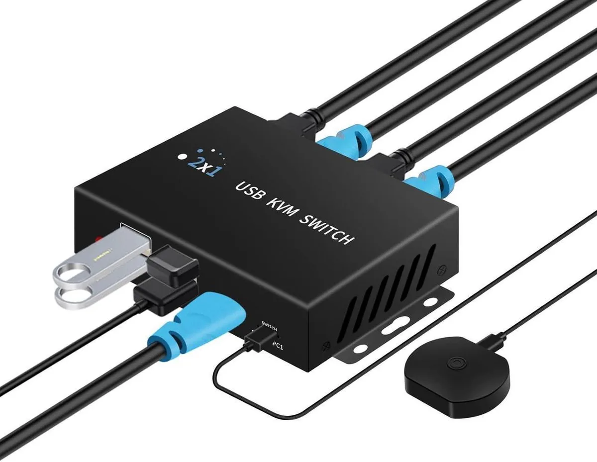 Vszerda Vszerda 2 Port HDMI KVM Switch 4K@60Hz USB 3.0 Desktop Controller — product photo