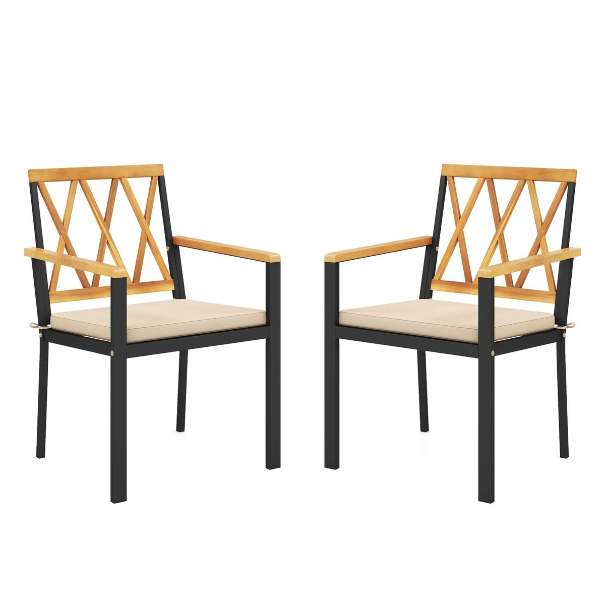 SlickBlue SlickBlue 2 Patio Dining Chairs Removable Padded Cushions Natural — product photo