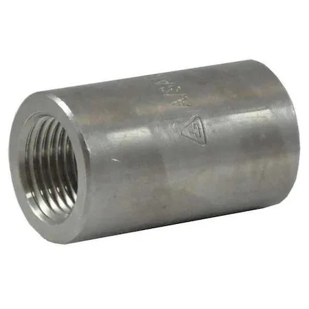 Hexagonal 304 stainless steel reducing coupling with female NPT threads on both ends