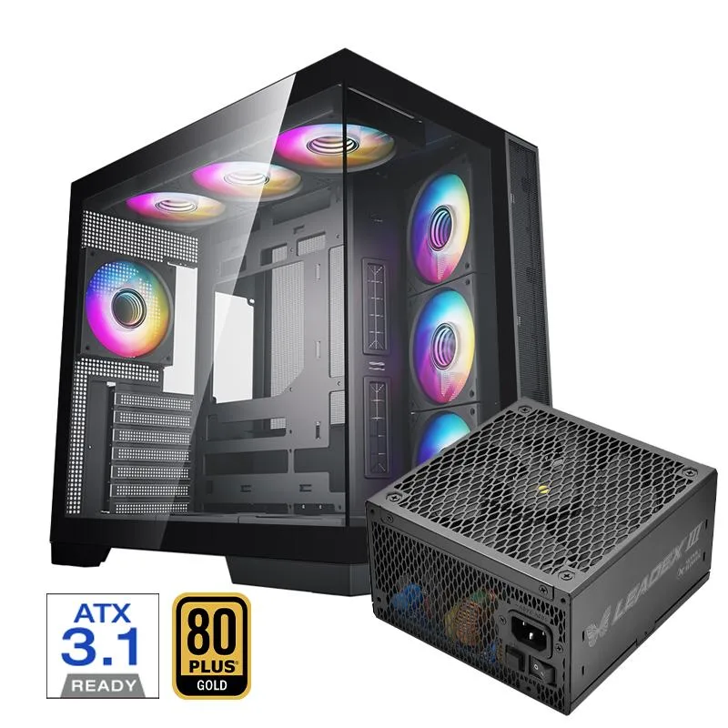 Super Flower Super Flower Thunder Black ATX Mid Tower PC Case 1000W 4 ARGB Fans — product photo