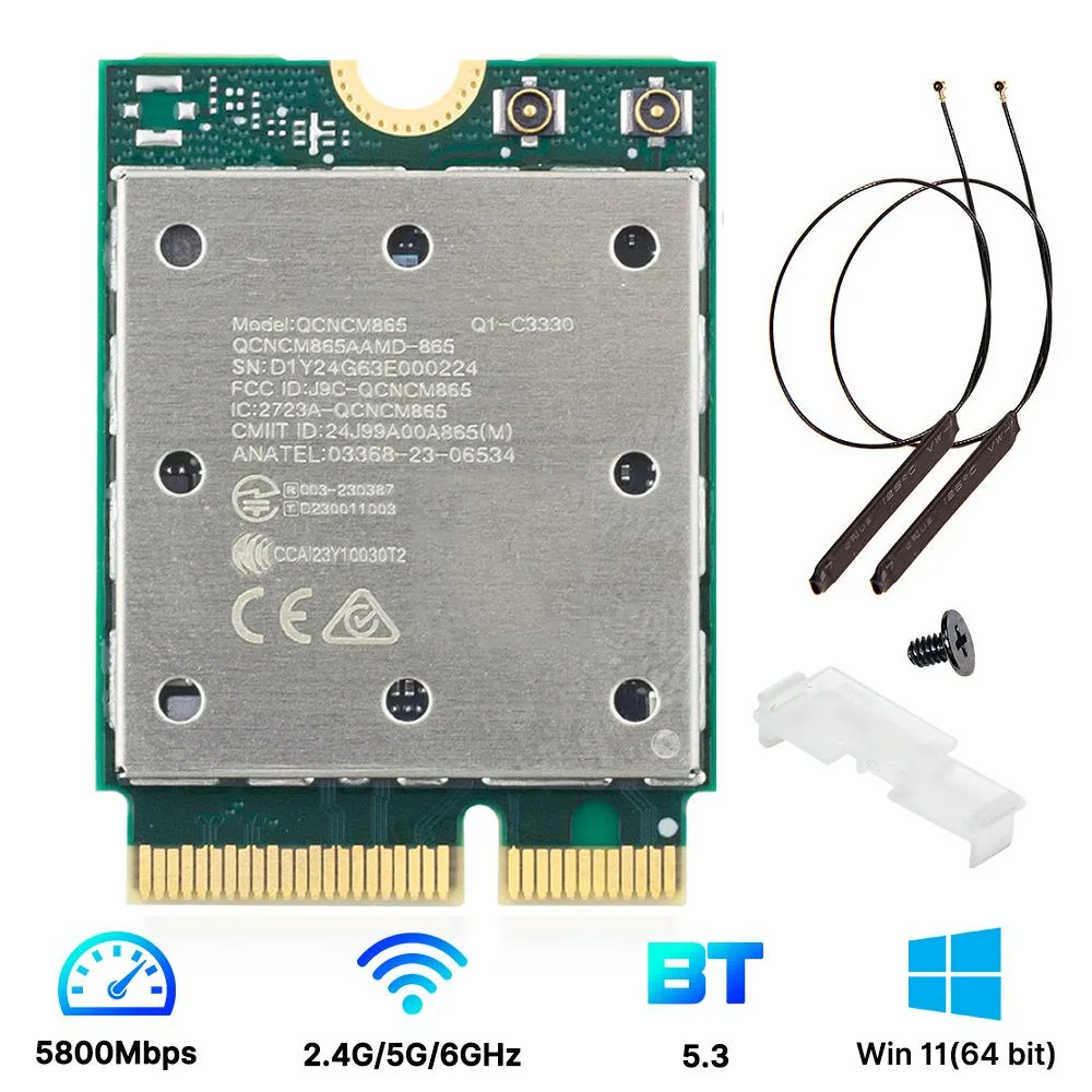 DERAPID DERAPID QCNCM865 Wi-Fi 7 M.2 Key E Tri-Band 5800Mbps Bluetooth 5.3 Windows 11 — product photo
