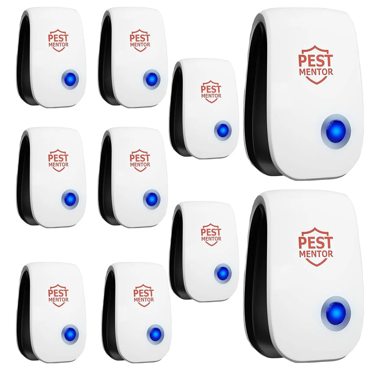 Ten small white plug-in pest repellent units