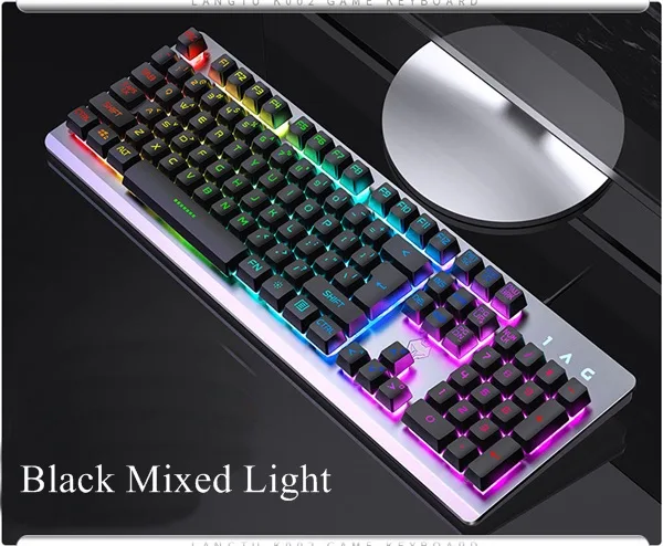 Bazarc Bazarc gaming keyboard 104 keys USB wired 19 non-conflict keys 1.45m cable 760g 5V 100mA — product photo