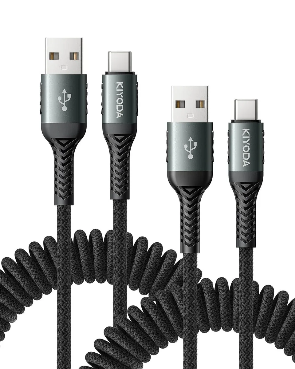 RUOCLRIS RUOCLRIS USB A to USB C Coiled Cable 3FT 66W 2Pack — product photo