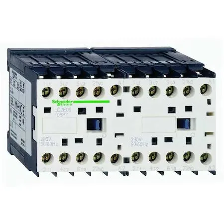 Schneider Electric TeSys K miniature contactor, grey plastic housing, DIN rail mount, screw clamp terminals