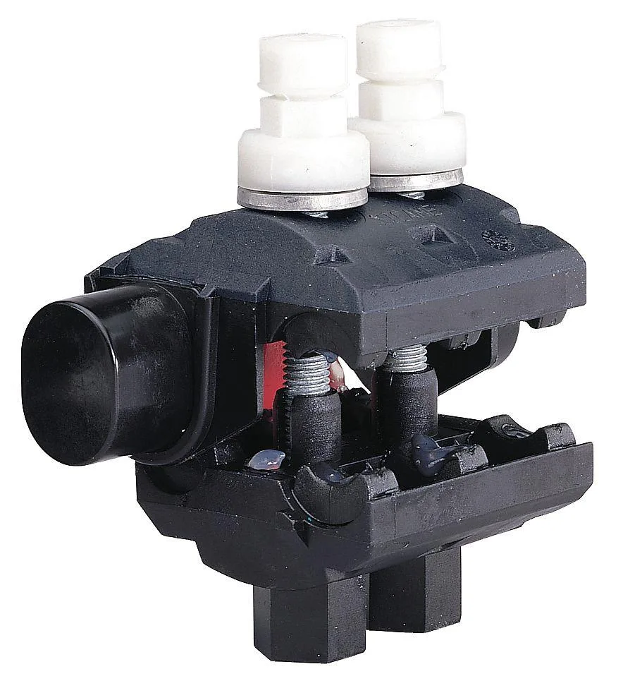 Black insulation displacement connector 2.2 inches long for 10 to 14 AWG wire