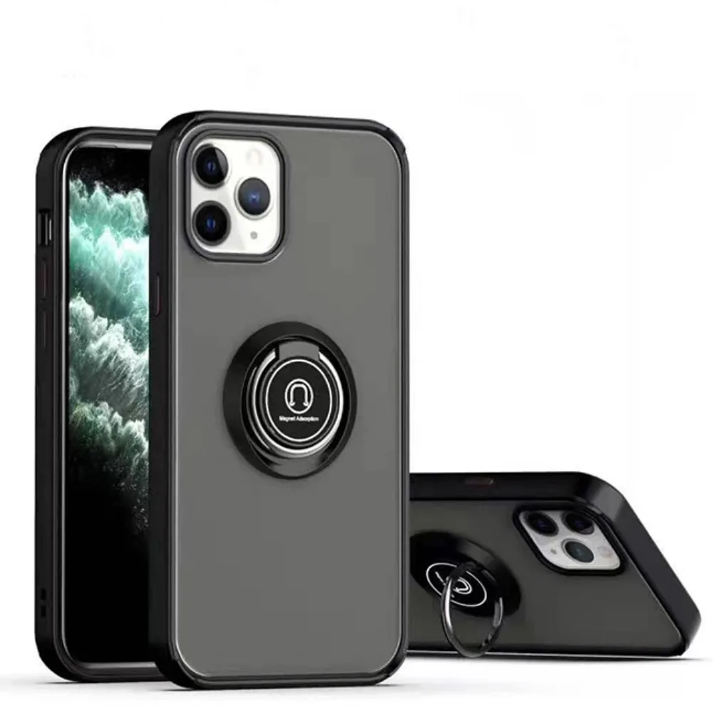 Ice Ice Frosted Translucent Case with Magnetic Ring Kickstand for iPhone 13 Pro 6.1 Inch Black — product photo