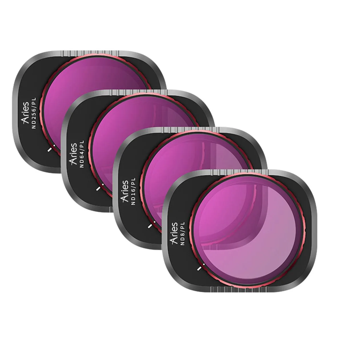 Four square ND/PL filters in black frames for DJI Mini 4 Pro