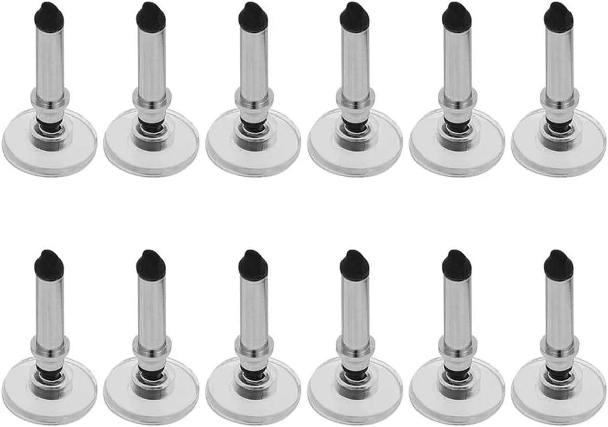 Twelve silver round disc tips for stylus pens