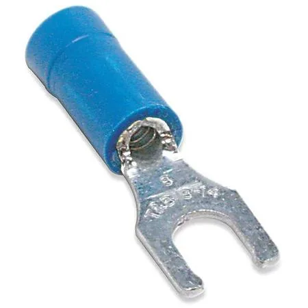 Thomas &amp; Betts Thomas &amp; Betts STA-KON 14RB-8FL Fork Terminal #8 Stud 14 AWG 600V Vinyl Blue — product photo