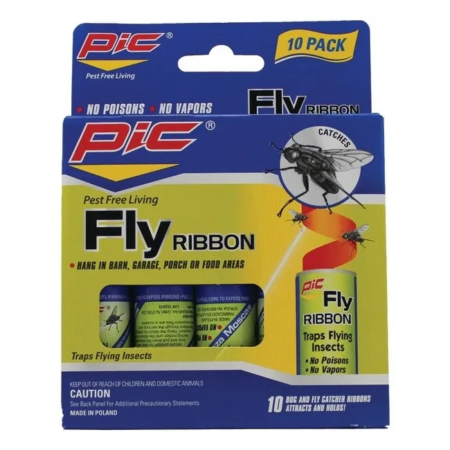 Ten coiled sticky ribbons in a cardboard pack