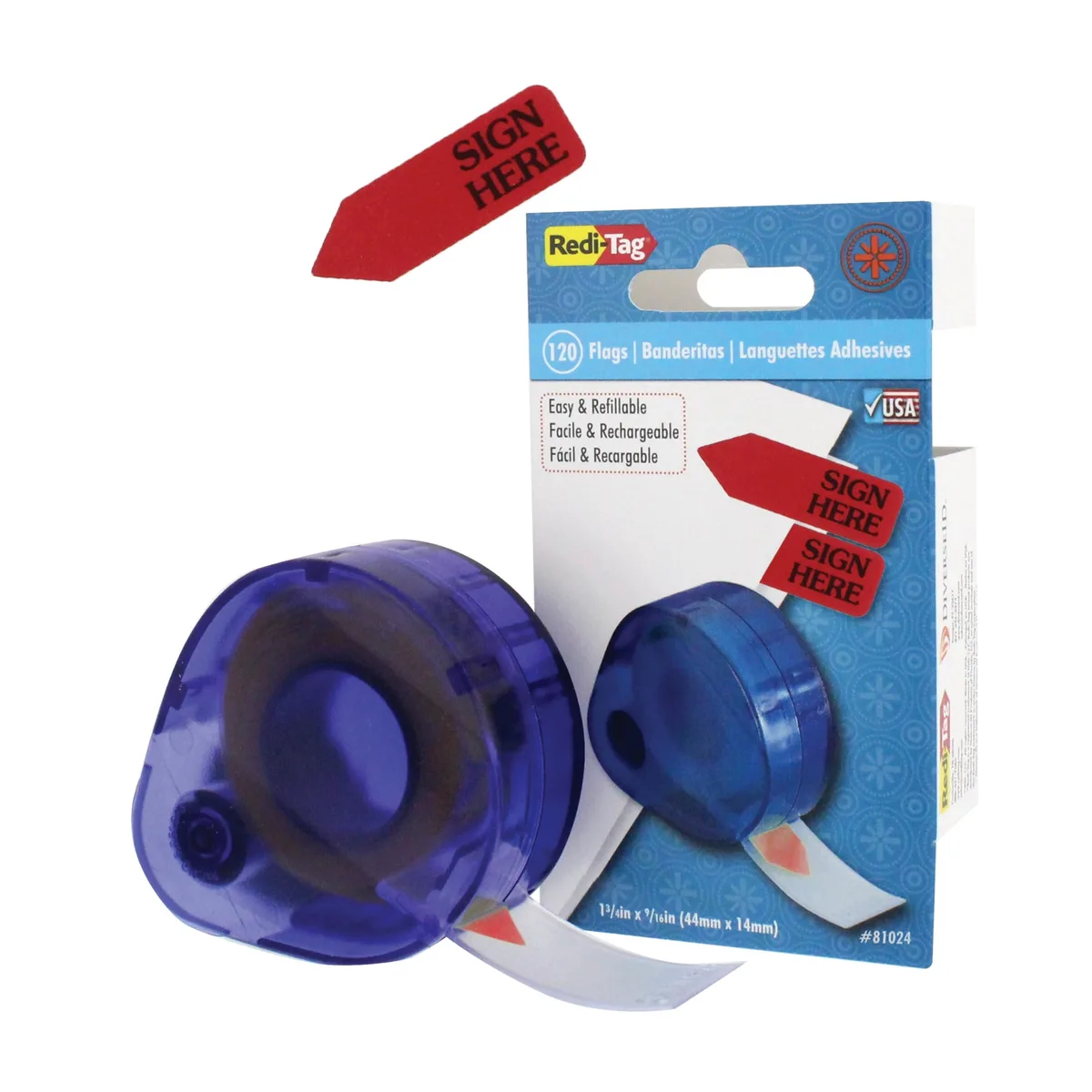  Redi-Tag 81024 Sign Here Arrow Dispenser Flags 120ct 1.75x.6 in Red — product photo