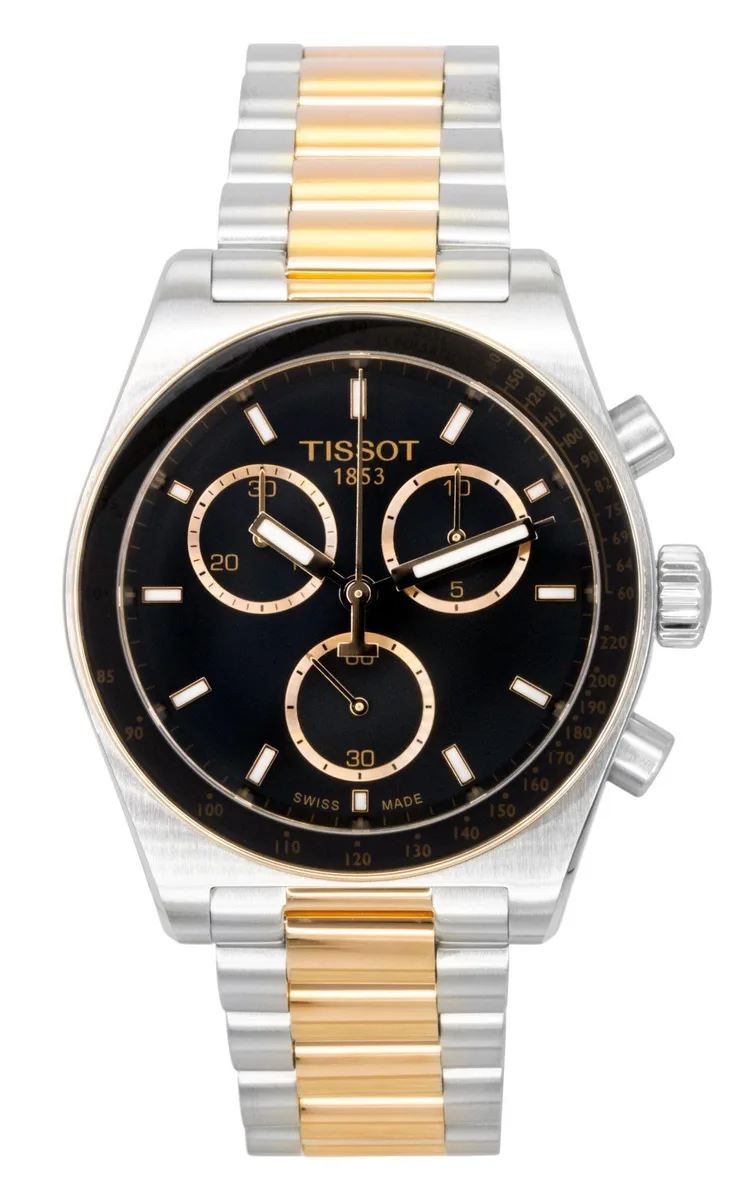 Tissot Tissot PR516 Chronograph Two Tone Stainless Steel Black Dial Quartz 40.00 mm 100M Men's Watch — product photo