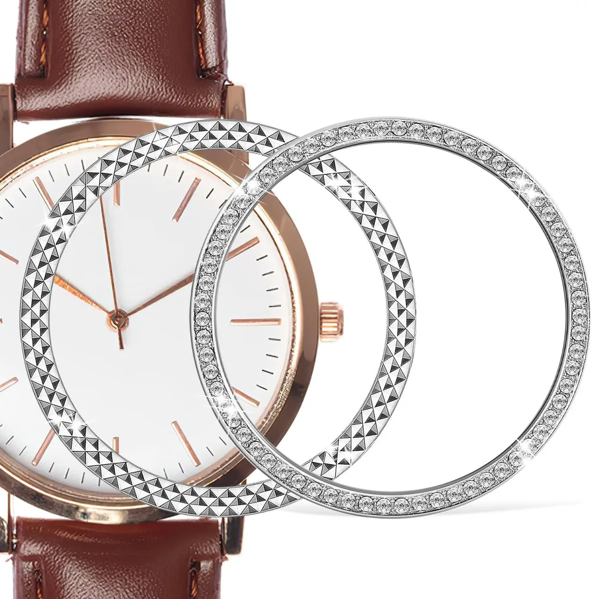ETEIZU ETEIZU Watch Bezel Ring Silver Rhinestone 1.57In — product photo
