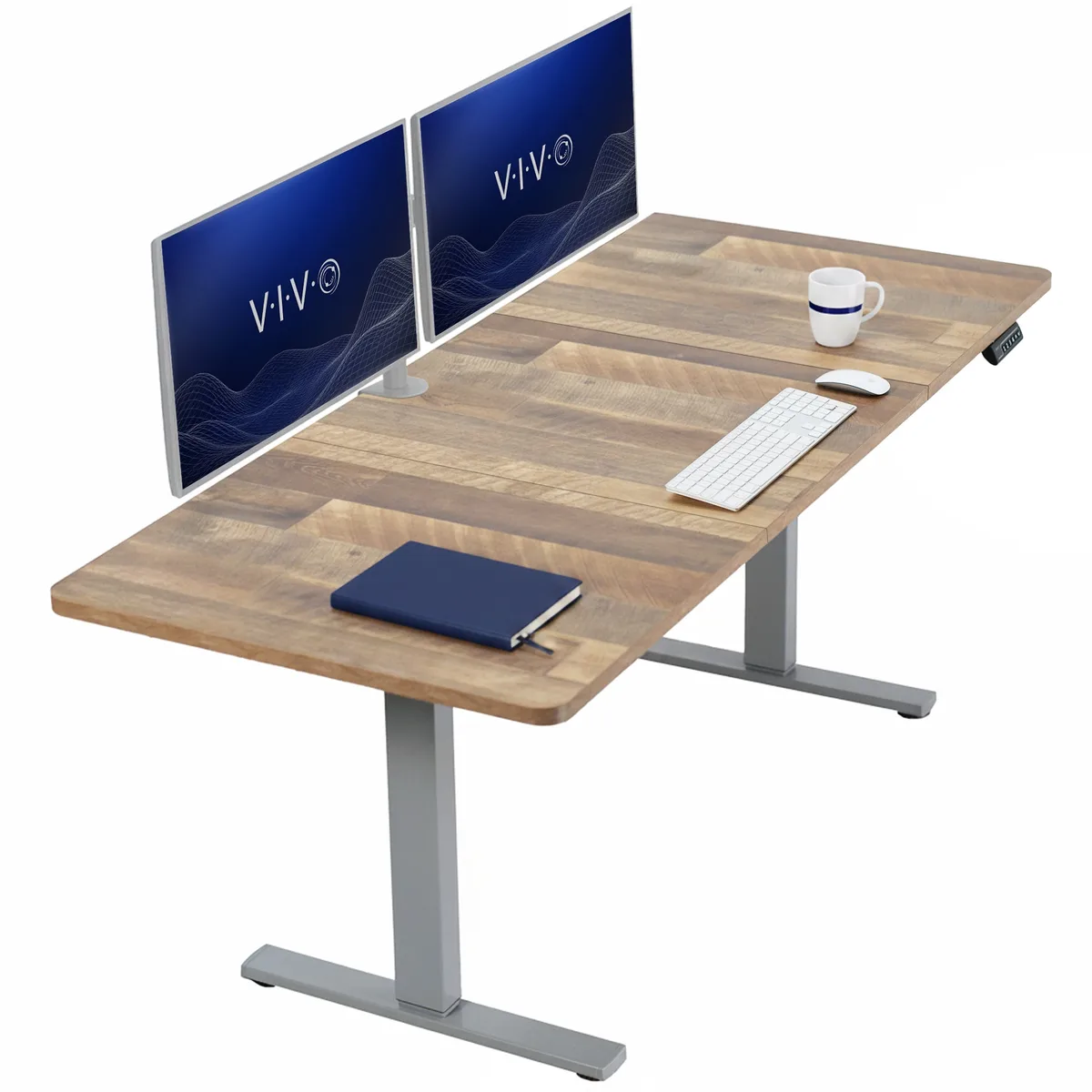 VIVO VIVO Electric Standing Desk 71 x 30 Reclaimed Wood Gray Frame — product photo