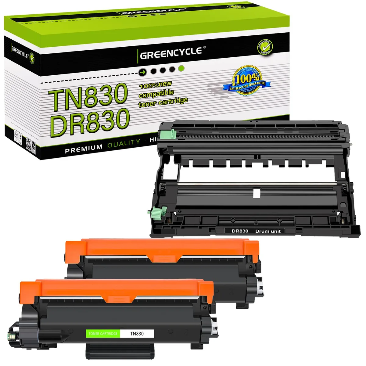 GREENCYCLE GREENCYCLE TN830 2-pack toner + DR830 drum unit — product photo